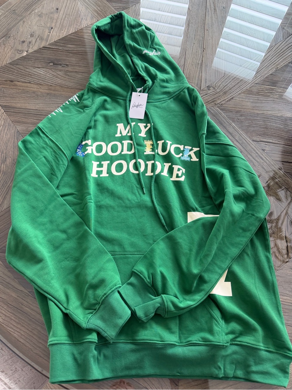Mayfair Woman’s My Good Luck Hoodie NWT - Picture 2 of 6